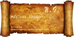 Mérai Izidor névjegykártya